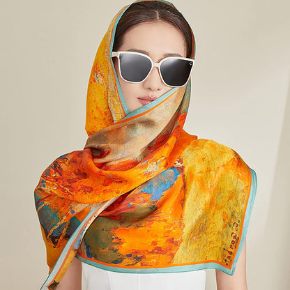 RAN Winter Warm Scarfs Silk Long Scarf for Women, Mulberry Silk Large Size Women Lightweight Satin Shawls and Wraps Headscarf