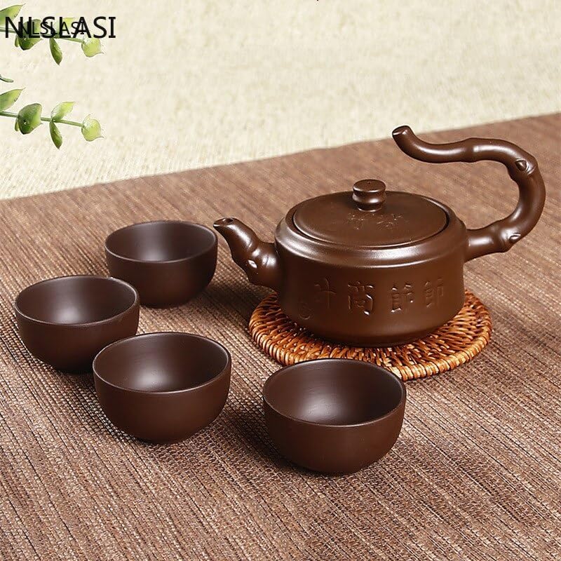 Zisha Tea Set Xi Shi Teapot Handmade Household Master Teapot 5pcs/set