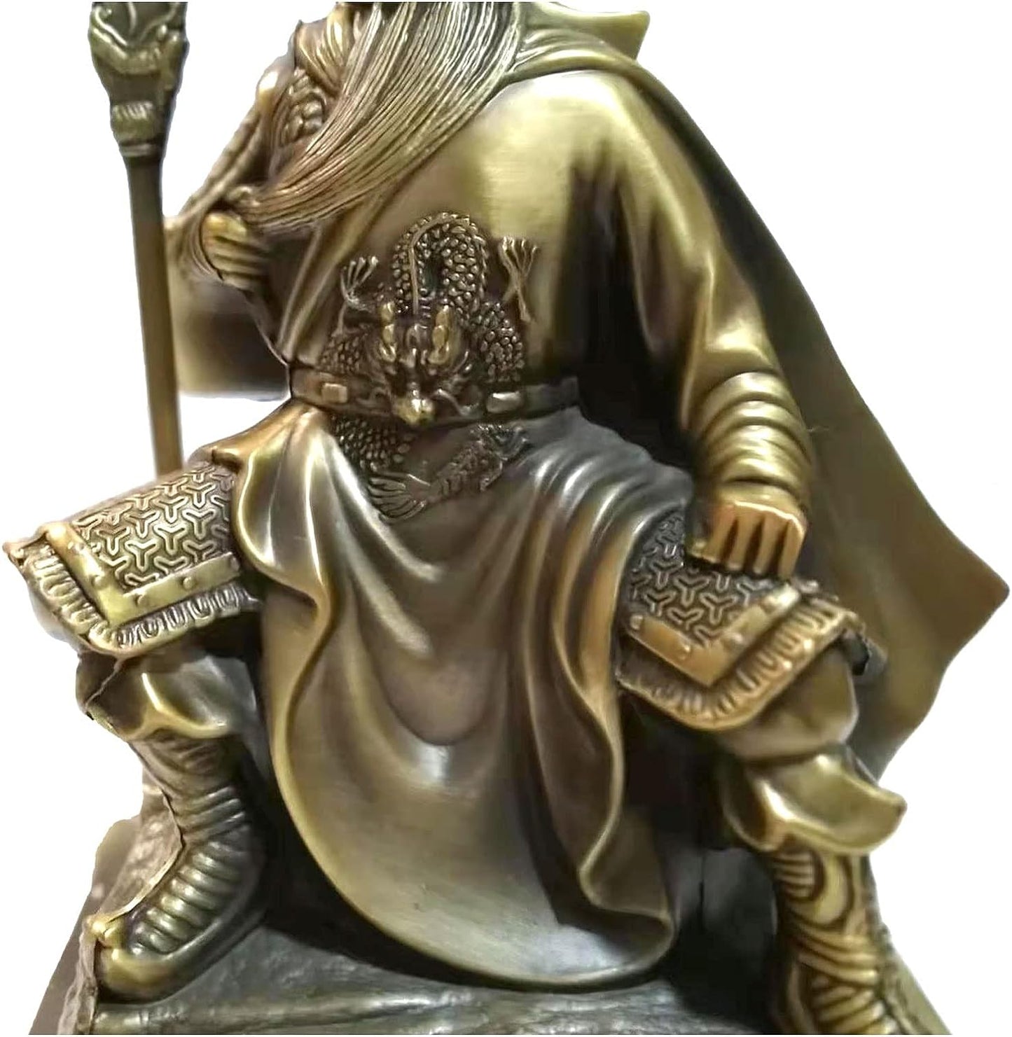 Guan Yu Sitting Statue,Chinese Fengshui Guan Gong Statue,Antique Bronze Finish Statue for Decoration car Home Office Tabletop,Historical Collection Good Lucky Gifts 5.12 Inch