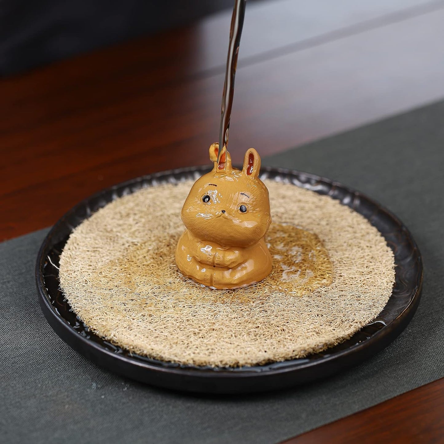 SILINE Yixing Zisha Clay Tea Pet,Chinese Zodiac Signs Statues Animal Figurine,Gongfu Tea Tray Accessories Ornament (Rabbit,Yellow Dianni Clay)