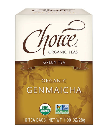 Choice Organics - Organic Genmaicha Tea (3 Pack) - Green Tea with Toasted Brown Rice - Compostable - 48 Organic Green Tea Bags