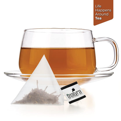 Tealyra - 5 Years Ripe Aged Pu'erh 25 Tea Bags - Bold Pu-erh Loose Leaf Tea - 100% Natural - 25 Pyramids Sachets