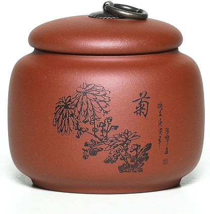 SILINE Yixing Clay Jar 17.5 Oz,Zisha Loose Leaf Tea Storage Canister Pot,Keep Bulk Tea Tidy and Fresh