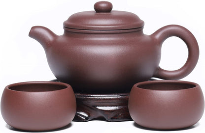 SILINE Fine Yixing Clay Teapot Series,Chinese Genuine Handmade Tea Pot 7.8 Oz with Filter,Infuse Brew Kungfu Tea Maker (Xishi Set,Yixing Zhuni Red Clay)