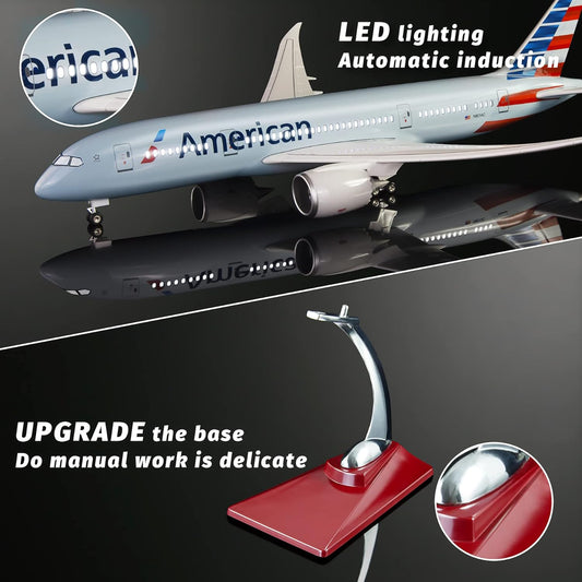 Lose Fun Park 1:130 Scale Large Model Airplane American Boeing 787 Plane Models Diecast Airplanes with LED Light for Collection or Gift