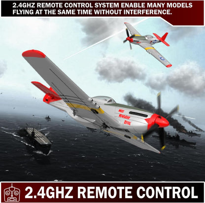 LEAMBE 4 Channel RC Plane, Ready to Fly Aerobatic Aircraft, Easy Control for Beginners, P51 Mustang RC Airplane Best Gift for Boys & Adults