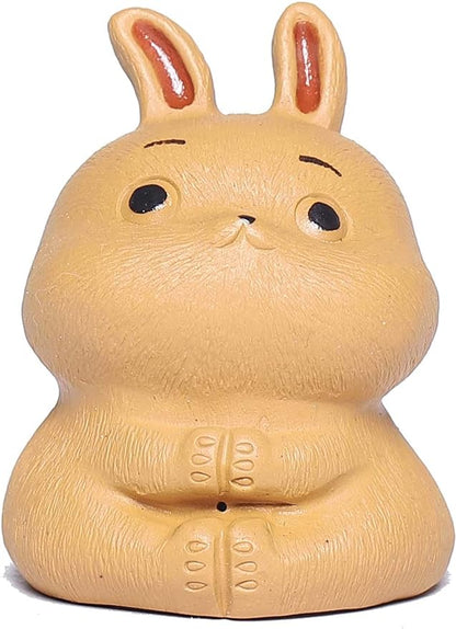 SILINE Yixing Zisha Clay Tea Pet,Chinese Zodiac Signs Statues Animal Figurine,Gongfu Tea Tray Accessories Ornament (Rabbit,Yellow Dianni Clay)