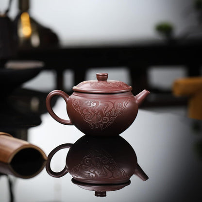 SILINE Zisha Teapot,Chinese Yixing Clay Handmade Purple Teapot 7.8 Oz, Infuse Brew Kung Fu Loose Leaf Tea Maker -Hanwa,Purple Clay