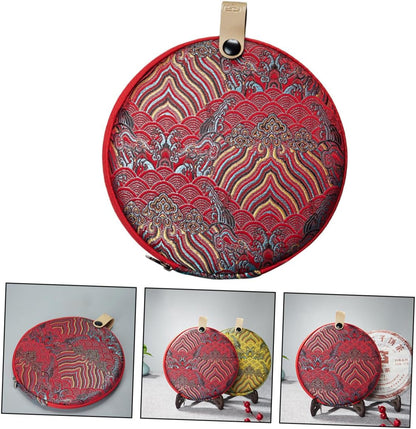 Mikinona Tea Cake Storage Bag Pu Er Tea Cake Bag Tea Cake Bag for Cabinet Tea Bag Organizer Kung Fu Tea Accessories Tea Cake Container Tea Storage Organizer Loose Leaf Cloth Cake Box Travel