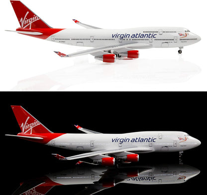 24-Hours 18” 1:130 Scale Model Jet British Airways Virgin B747 Model Planes Kits Display Die-cast Airplane with LED Light(Touch or Sound Control)