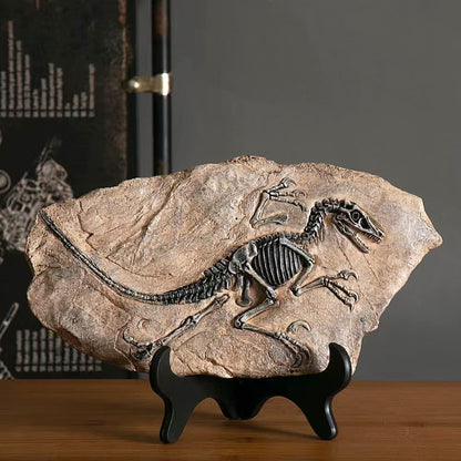 Resin Velociraptor Dinosaur Skeleton Fossil Statue Figurines Sculpture Collectibles Home Office Desktop Display Decoration (Dinosaur 1)