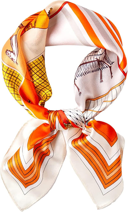 Winter Warm Scarfs Small Silk Neckerchief, Women's Mulberry Silk Scarf, Fashion Pattern Real Satin Scarf, 21.7" X 21.7" (Color : Blue, Size : 21.7" x 21.7")