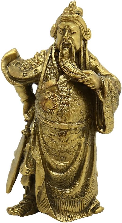 BRABUD Chinese Fengshui Brass Warlord Hero Warrior Guan Gong Guan Yu Fortune Protection Statue Collection