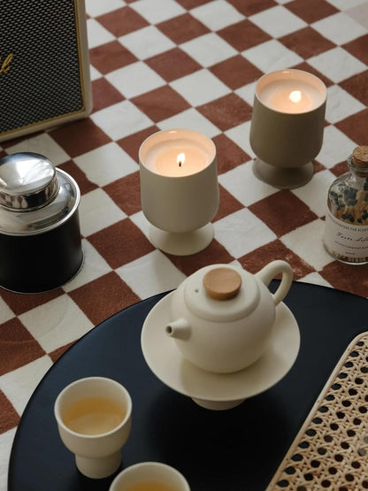 Afternoon Tea Set Light Brewing Ceramic Tea Set Fresh Cream Design Japanese Style Tea Cup Goblet Tray Tea Set For Adults (Color : B)