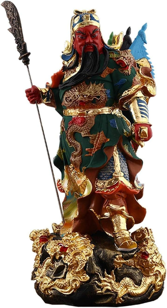 Feng Shui Statue, God of Wealth Guan Gong Decoration Green Robe Guan Yu God Statue Feng Shui Decor Home Office Decoration Tabletop Ornaments Good Lucky Gifts,Meditation Decor (Size : XS)