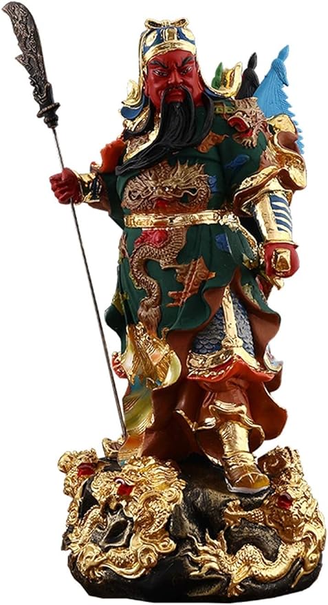 Feng Shui Statue, God of Wealth Guan Gong Decoration Green Robe Guan Yu God Statue Feng Shui Decor Home Office Decoration Tabletop Ornaments Good Lucky Gifts,Meditation Decor (Size : XS)