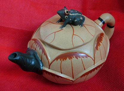 Teapot Chinese Yixing Yellow Zisha Tea Pots Huanduan Mud Frog Lotus (B)