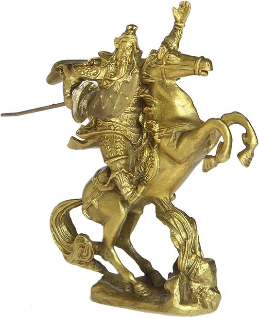 FENGSHUI Handmade Power Guan Yu A Hero with Sword Collectible Statues Furnitures Desktop Decoration Gift (qimaguangong-s)