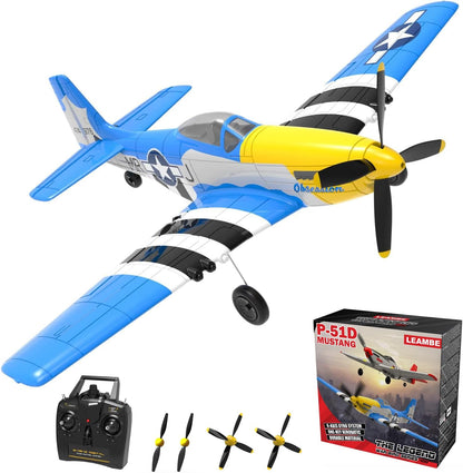 LEAMBE 4 Channel RC Plane, Ready to Fly Aerobatic Aircraft, Easy Control for Beginners, P51 Mustang RC Airplane Best Gift for Boys & Adults