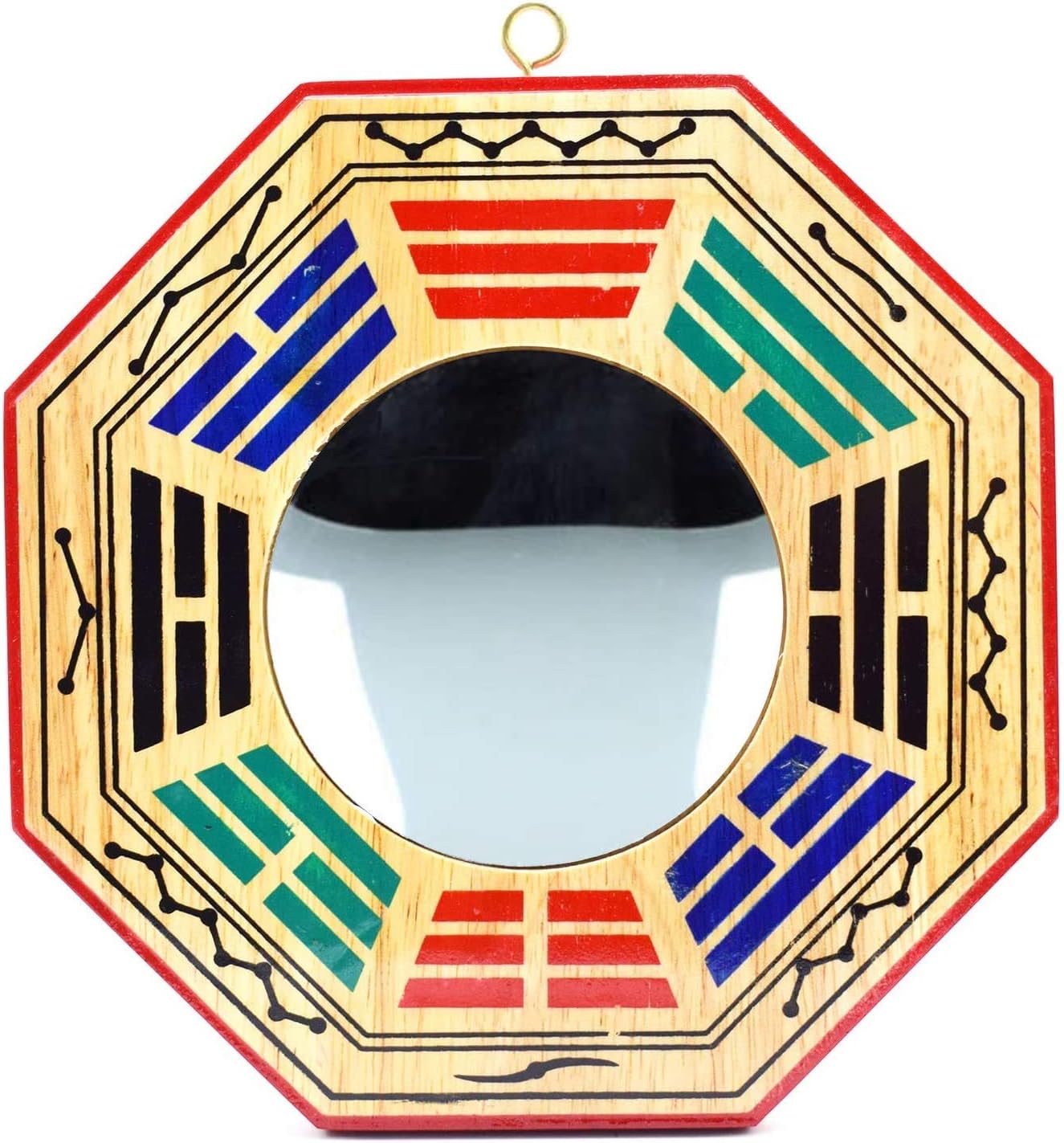 4 Inch Chinese Bagua Mirror Feng Shui Wood Mirror (Convex)