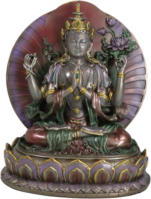 Ebros Gift Large Bodhisattva Avalokiteshvara Guanyin in Prayer Meditation Statue Tibetan Buddhism Kuan Yin Compassion of All Buddhas Sculpture Eastern Enlightenment Home Altar Decorative