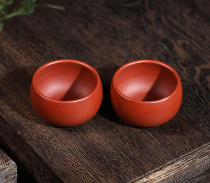 YXHUPOT Teacup 2pcs Chinese Yixing Clay Genuine Red Dahongpao Zini Zisha Gongfu Tea Cups 50ml (Red)