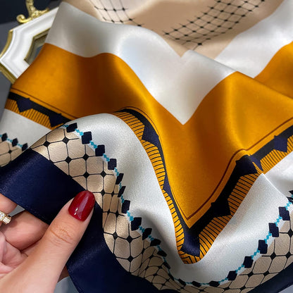 RAN Winter Warm Scarfs Silk Scarf for Women 27.6" Square Hair Wrapping, Fashion Printing Satin Headscarf Handbag Hat Decoration