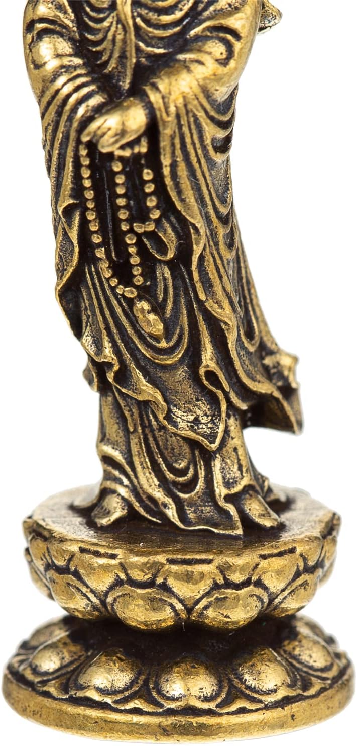 Little Copper Guan Yin Statue - Handmade for Meditating Zen Decor, Small Quan Yin Figurine, Baby Kwan Yin