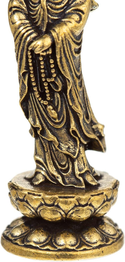 Little Copper Guan Yin Statue - Handmade for Meditating Zen Decor, Small Quan Yin Figurine, Baby Kwan Yin