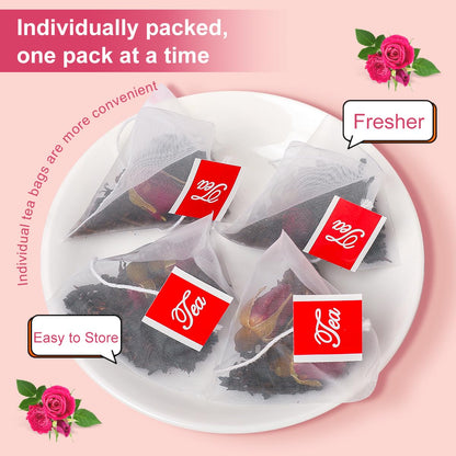 Essuperty- Rose Pu 'er Tea, Rose Puerh Tea Bags, Eco-Conscious Tea Bags, Caffeinated, All Natural Ingredients