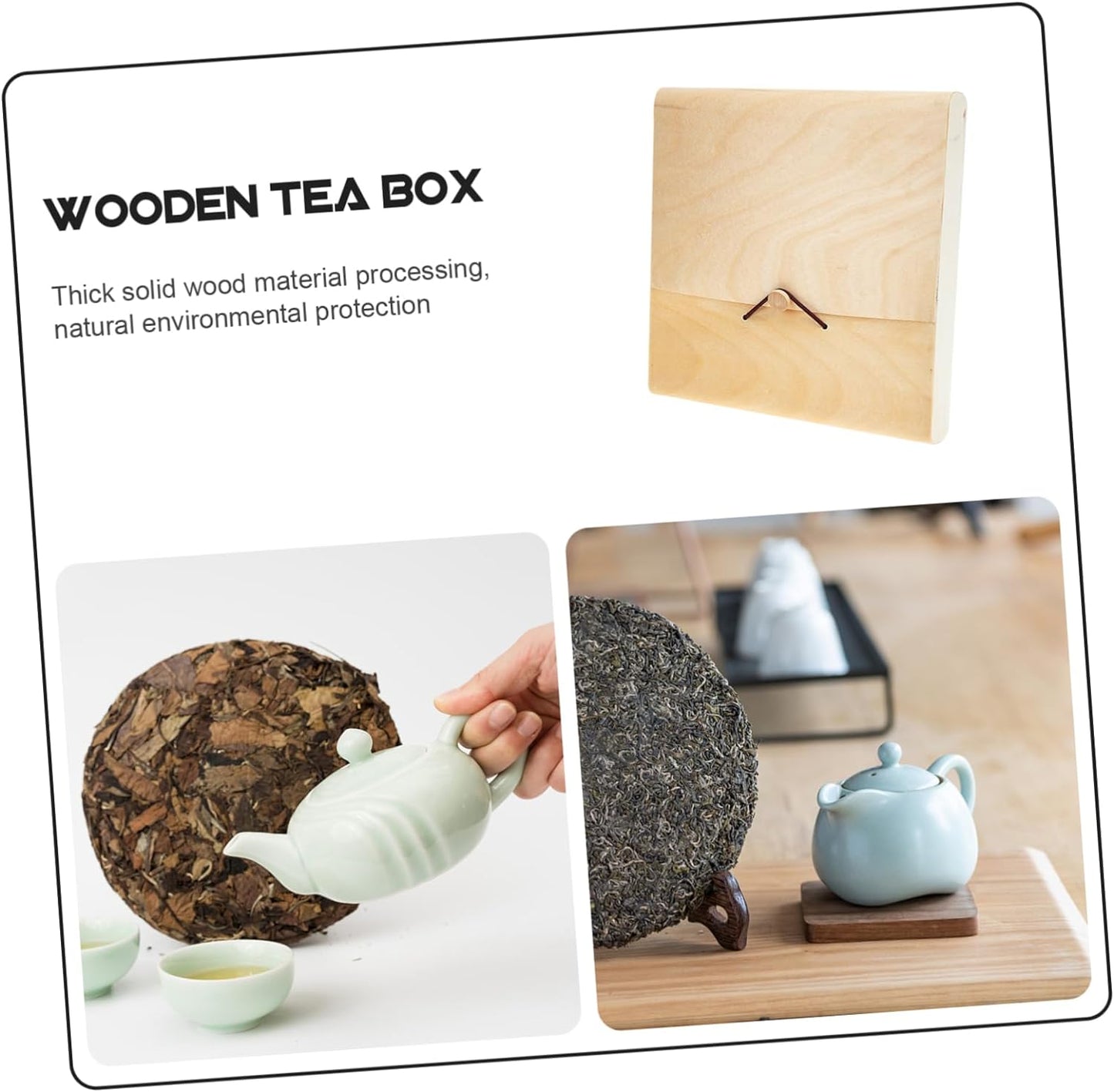 TIDTALEO tea cake box wood tea display holder compressed puerh tea storage gift containers tea chest tea leaf case tea bag case table top decor wood trim Tea Case old white tea Bible wooden