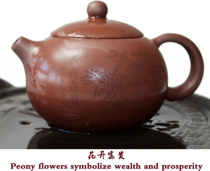 Teapot 270ml Yixing Clay Xishi Pots Infuser for Loose Tea Blooming (Blooming)