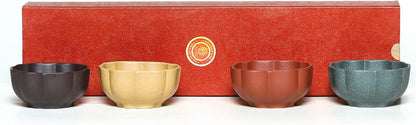 SILINE Zisha Pumpkin Teacups 2 Oz/4 Color Set,Chinese Yixing Clay Kung Fu Tea Cup,Used with the Teapot