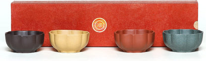 SILINE Zisha Pumpkin Teacups 2 Oz/4 Color Set,Chinese Yixing Clay Kung Fu Tea Cup,Used with the Teapot