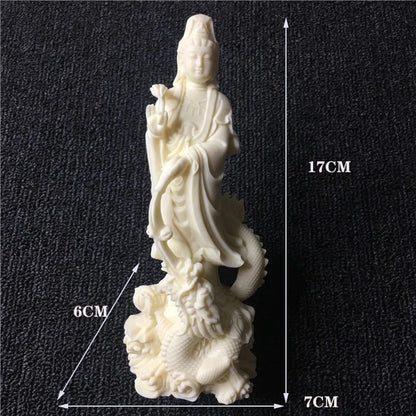 zunibo 6.69" Quan yin Statue Home Office Decor,guan yin Statue Standing on Dragon Figurines Zen Decor,Goddess of Mercy Kuan yin Statue feng Shui Decor