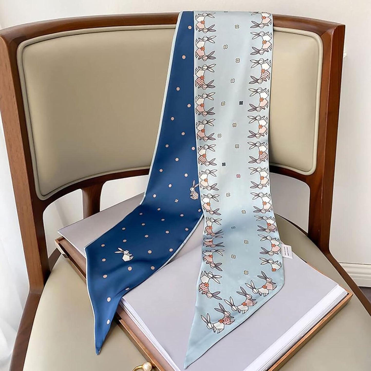 RAN Winter Warm Scarfs Summer Long Silk Scarf, Women's Multifunctional Polyester Hairband, Animal Print Small Neck Scarf, 59.1" x 5.9"