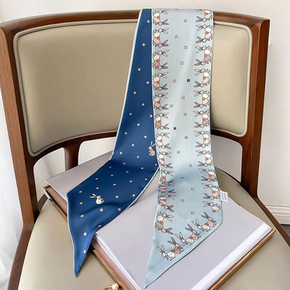 RAN Winter Warm Scarfs Summer Long Silk Scarf, Women's Multifunctional Polyester Hairband, Animal Print Small Neck Scarf, 59.1" x 5.9"
