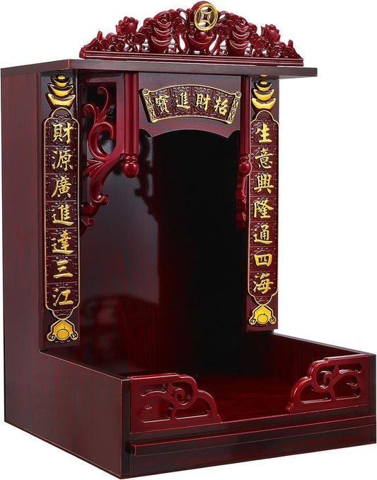 Sewroro Wood Carving for Japanese Altar Temple Buddhist Altar Cabinet Altar Cabinet Feng Shui Altar Buddha Altar Stand Buddha Altar Shelf for Home Wood Supplies Mini Statue Stand