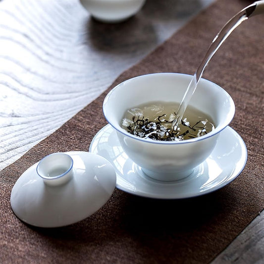 Chinese/Japanese Tea Set Tea Cup Puer Bowl Set Soup Tureen Chinese Kung Fu Mugs Porcelain Ceramic Tableware Ceremony Embryo White Akadama Portable Teapot Set Tea Gift set (Size : (200ml, Color : 4-