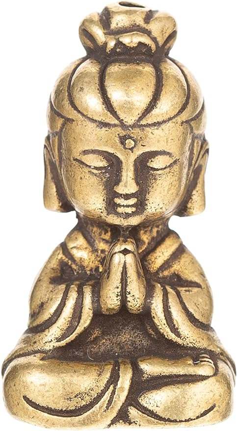 Mini Guan Yin Statue,Quan Yin,Kwan Yin,Kuan Yin,Mother Buddha,Female Buddha-Goddess of Mercy and Compassion-Meditation Meditating Buddha-Copper Bronze Buddha-Retro Style Handmade for Home Decor