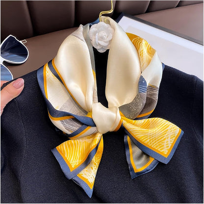 RAN Winter Warm Scarfs Vintage Pattern Silk Scarf, Lightweight Long Neck Scarf, Spring and Autumn Scarf for Women and Girls