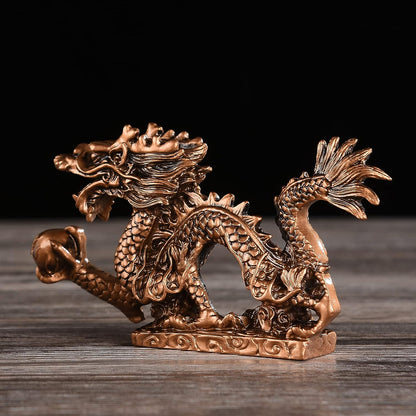 BRABUD Feng Shui Resin Dragon Statue for Luck & Success Ornaments Home Office Decor Figurine Collectible TQGJBS235