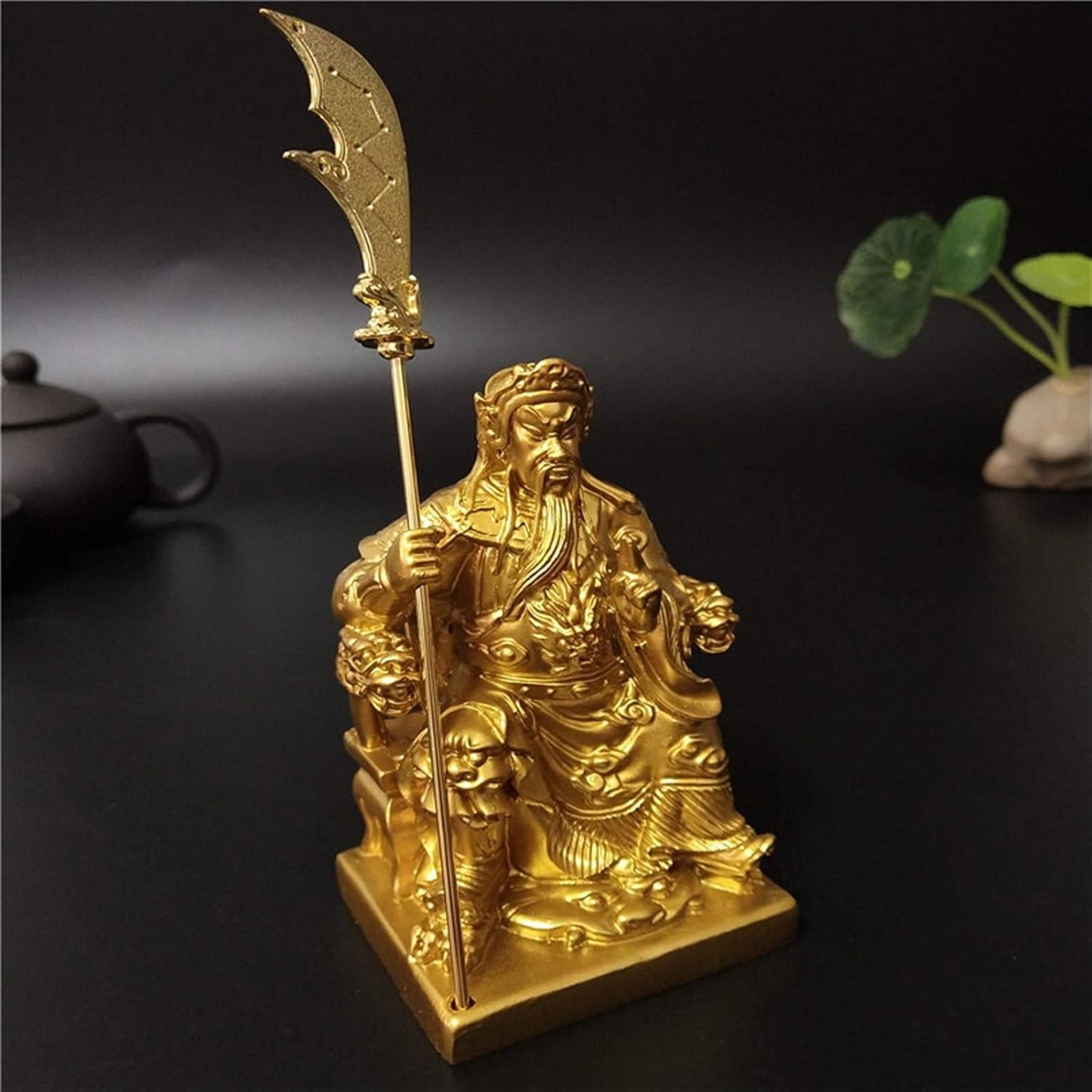 zxb-shop Guan Gong Statue Gold Guan Gong Buddha Statue Home Decoration Chinese Feng Shui Big Buddha Sculpture Figurines Ornaments Resin Crafts Gifts Chinese Feng Shui Guan Yu Statue