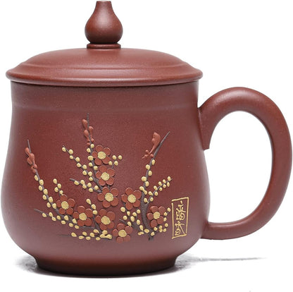 SILINE Zisha Teacup 10.8 Oz, Chinese Genuine Yixing Clay Tea Mug,Finemade Tea Cup -Qingshui Clay