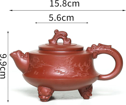 SILINE Zisha Teapot 8 Oz,Genuine Handmade Yixing Clay Tea Pot with Filter,Chinese Kung Fu Infuse Brew Tea Maker Set