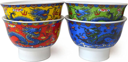 YXHUPOT Teacup 4pcs China Dragon GongfuTea Shortening Goblet Cups Teabowl Colorful multicolor (Multicolor)