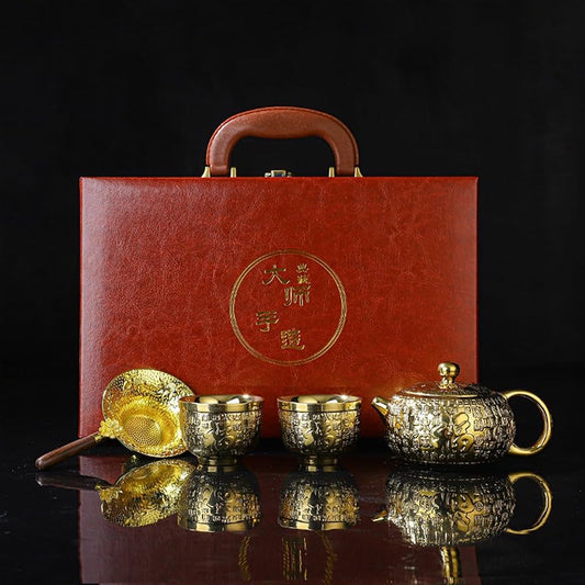 Chinese/Japanese Tea Set 24k Gold-plated Kung Fu Teaset Chinese Travel Tea Sets Luxury Bone China Tea Pot Teacup Tea Accessories Gift Box Packaging Portable Teapot Set Tea Gift set (Size : Gift box p