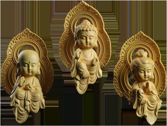 Weiping - Creative Design Buddha Sculpture Guanyin Wood Carving Buddha Statue Feng Shui Decoration Home Decoration Indoor Statue