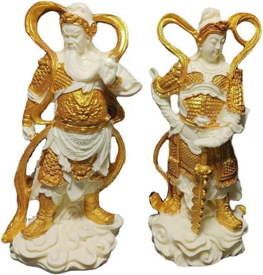 oarehol Guan Gong Statue,2Pcs Chinese Buddha Statue Kwan Gong and Wei Tuo Figurines Home Office Decor,Feng Shui Guan Yu Statue