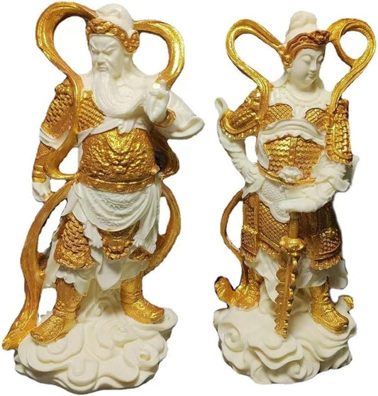 oarehol Guan Gong Statue,2Pcs Chinese Buddha Statue Kwan Gong and Wei Tuo Figurines Home Office Decor,Feng Shui Guan Yu Statue